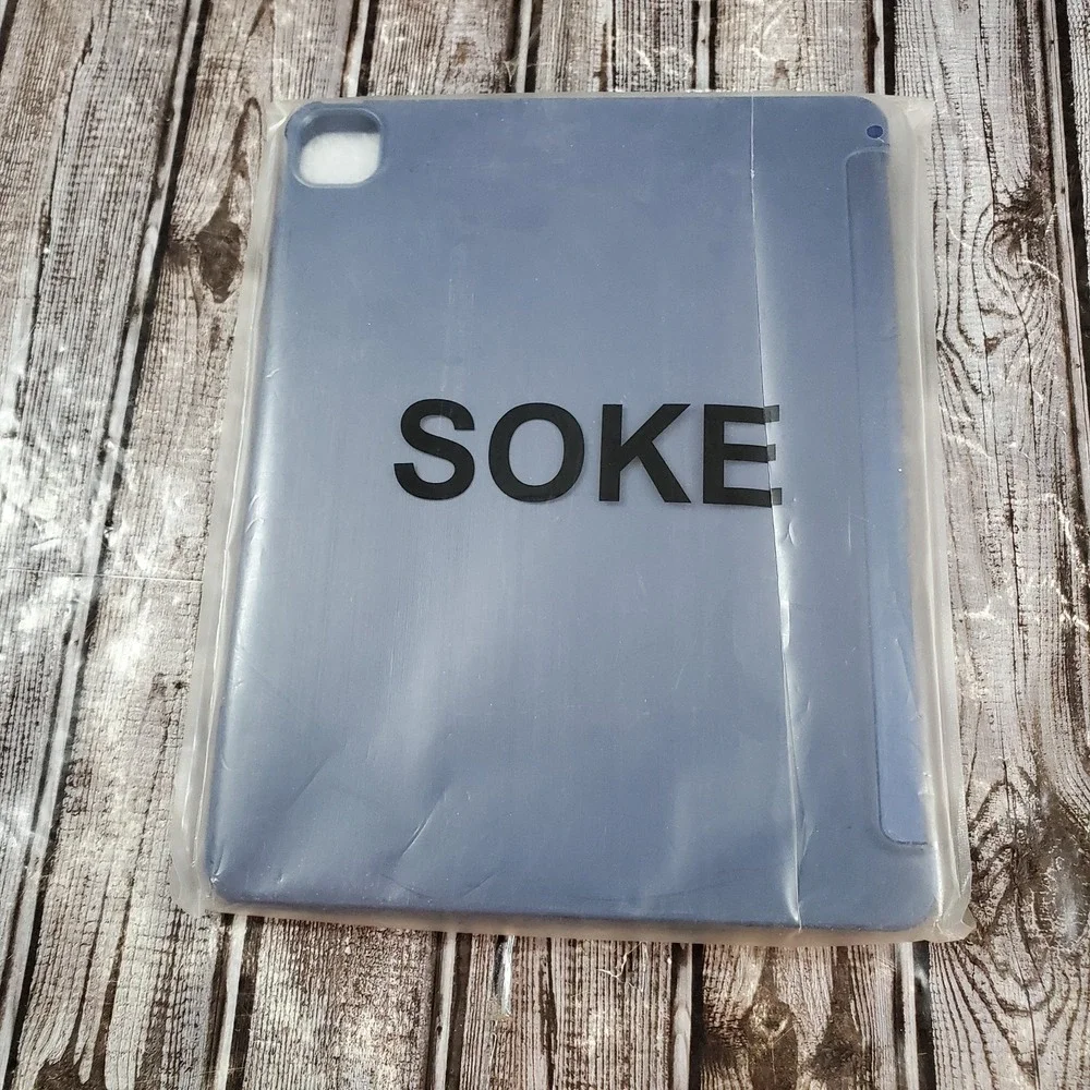 Soke Case iPad Air 13 2024/iPad Pro 12.9-Inch w/Pencil Holder Tri Fold Blue Cut